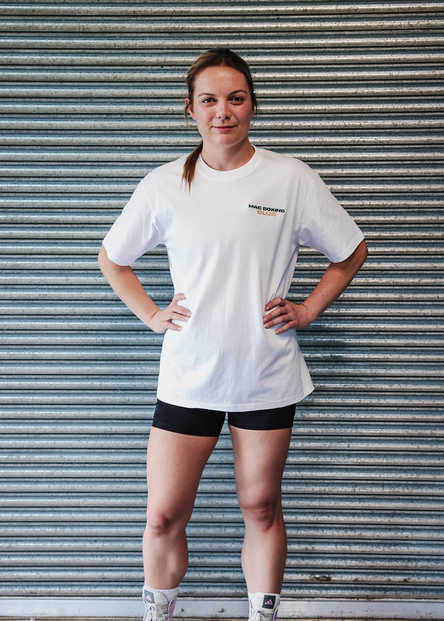 Oversized Mac T White - Green & Beige "MAC Boxing Club"