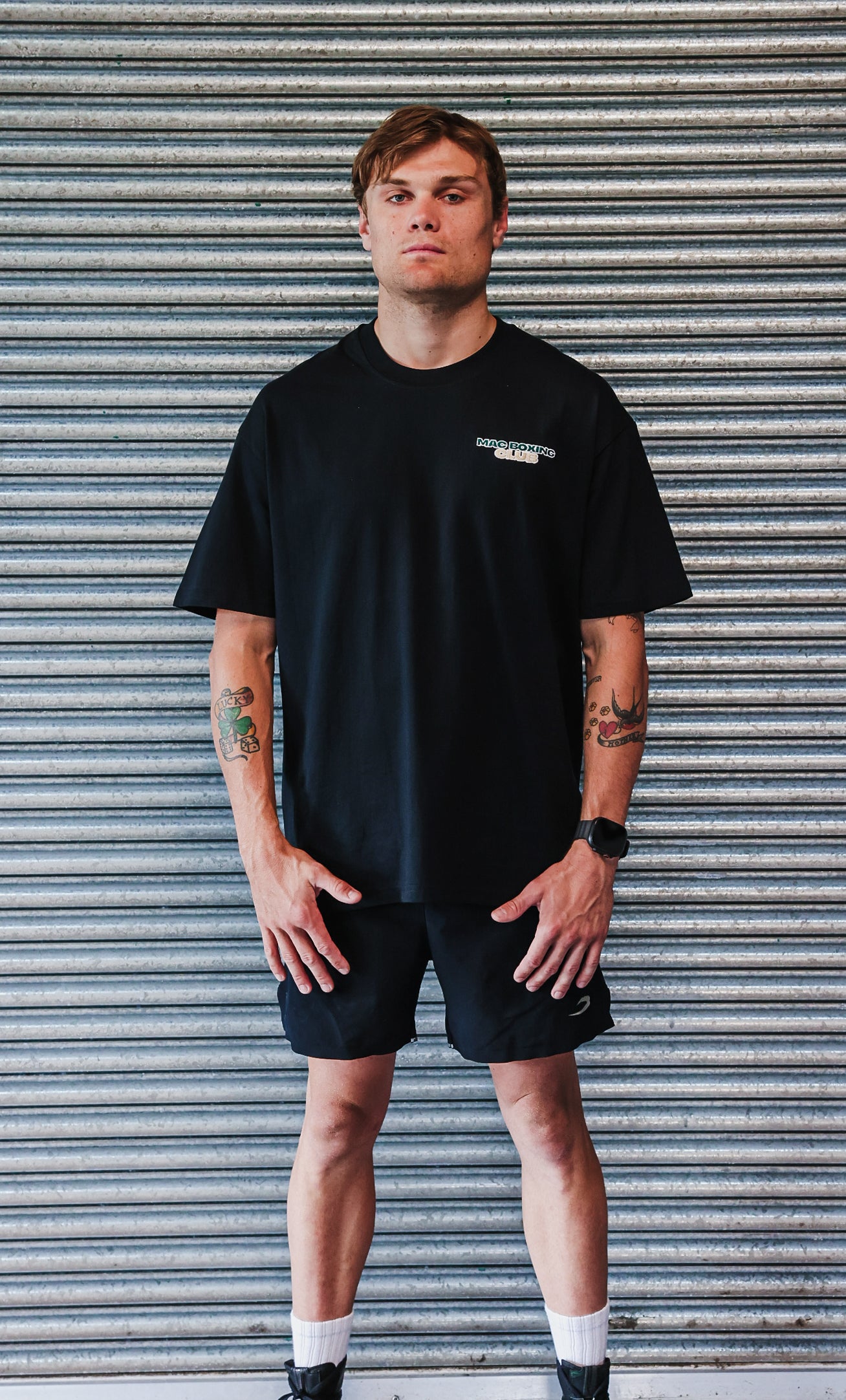 Oversized Mac T Black - Green & Beige "MAC Boxing Club"