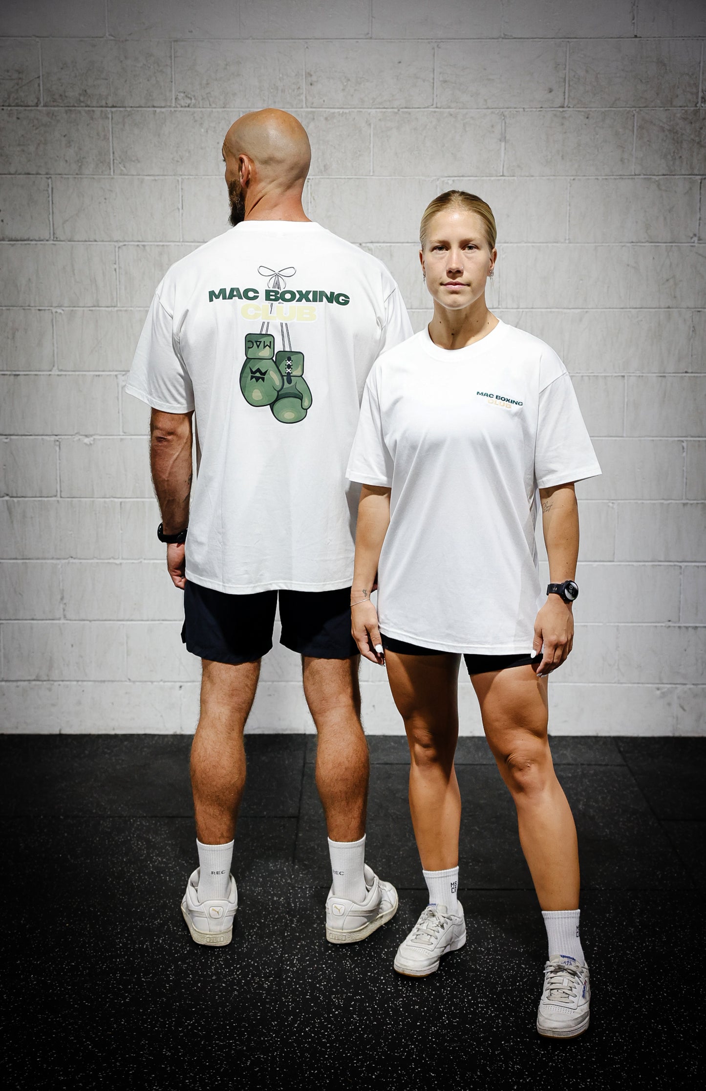 Oversized Mac T White - Green & Beige "MAC Boxing Club"
