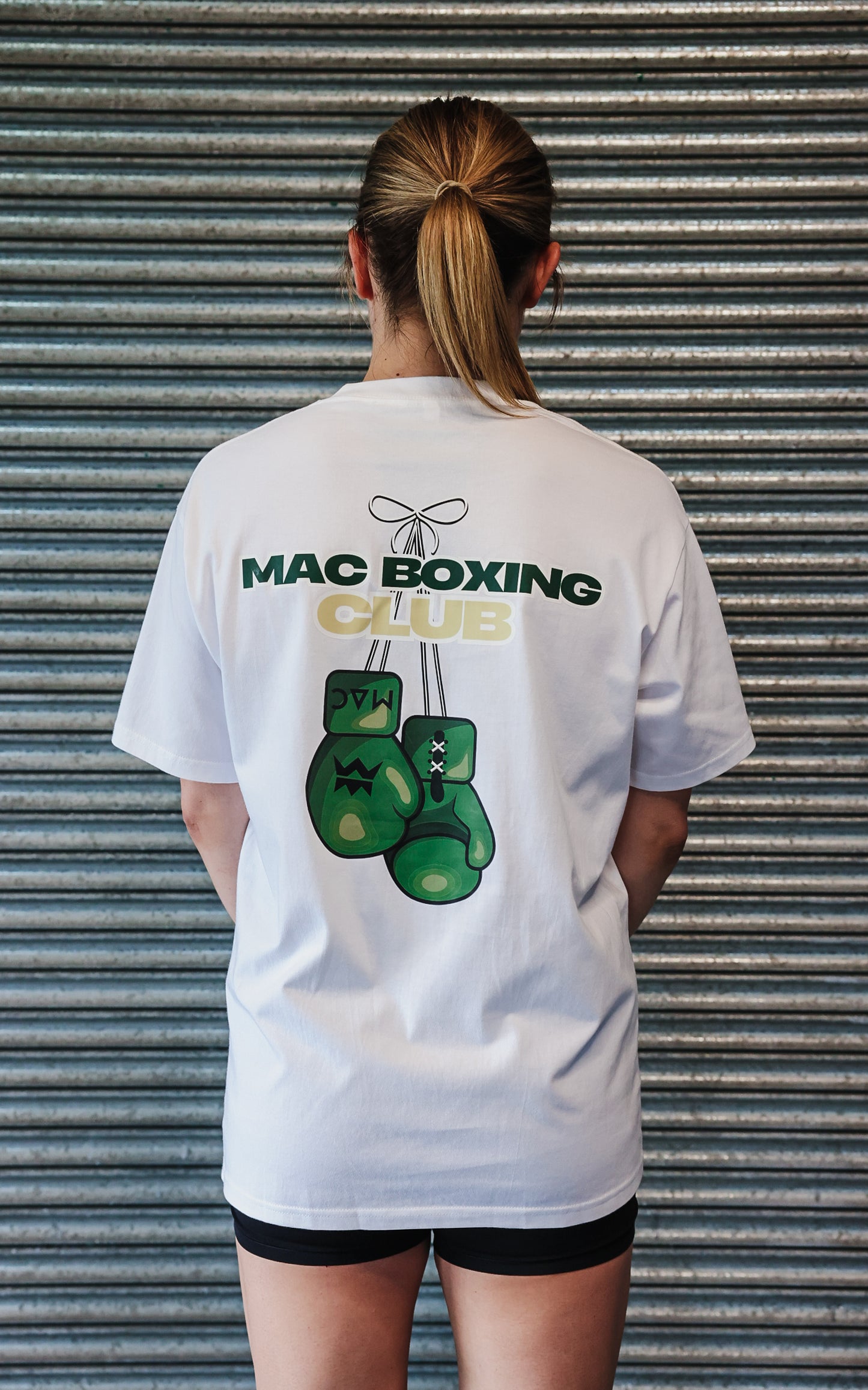 Oversized Mac T White - Green & Beige "MAC Boxing Club"