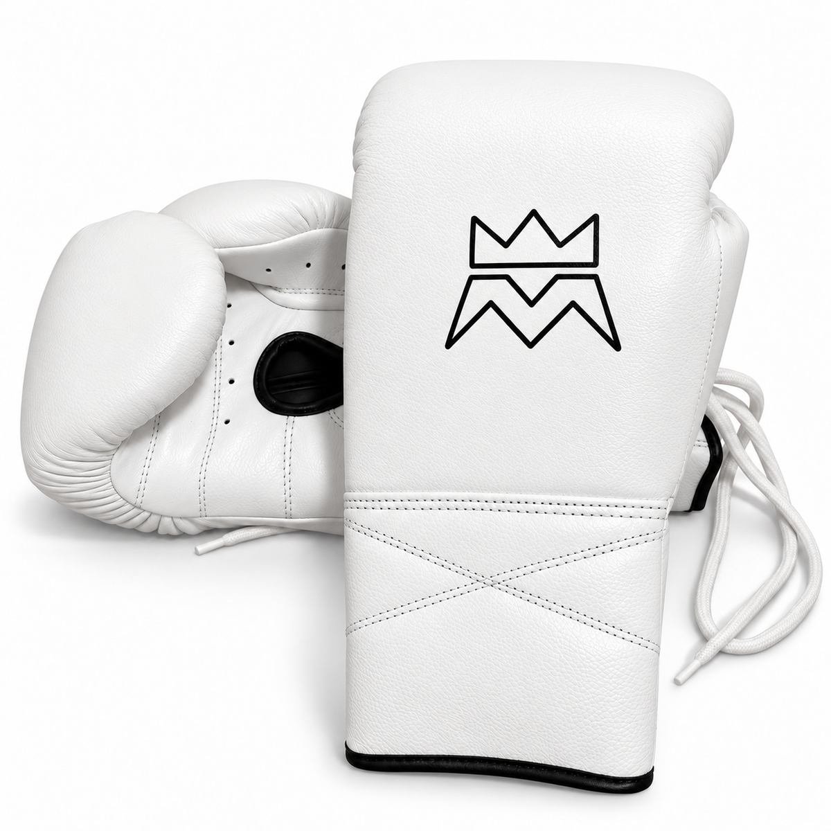 The Trenches Boxing Gloves White & Black, Lace